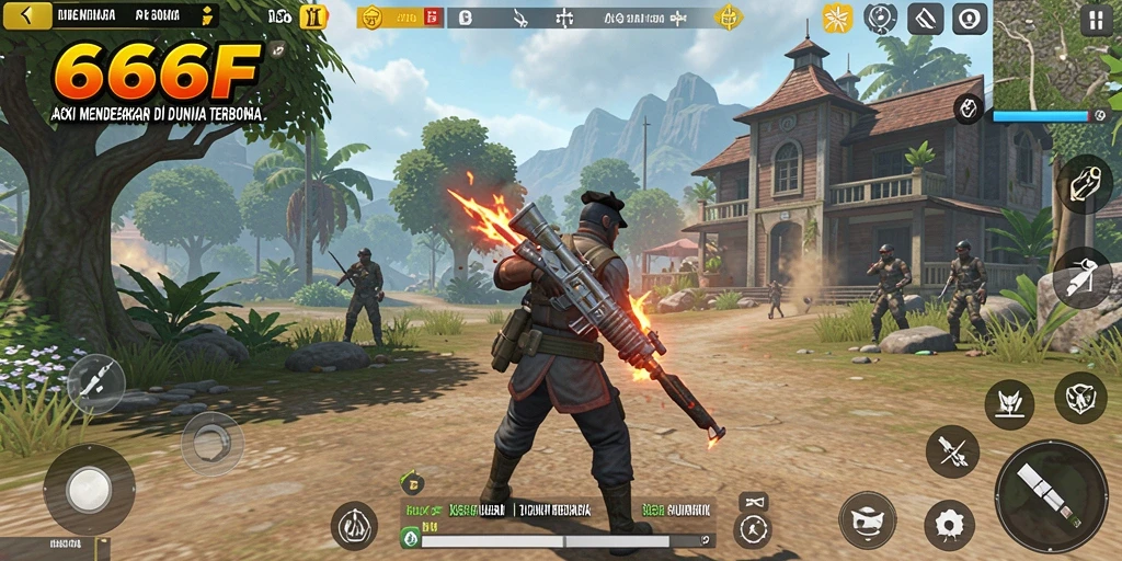 Screenshot gameplay 666F dengan aksi mendebarkan dan grafis menawan.