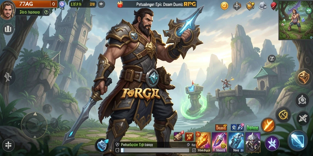 Screenshot gameplay 77AG yang menampilkan pertarungan RPG yang seru.
