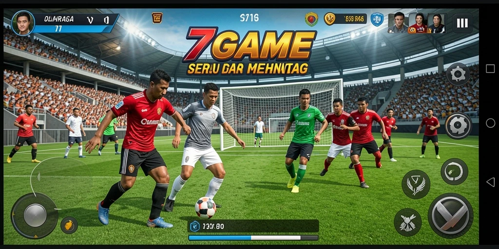 Screenshot utama 7GAME menampilkan aksi seru dalam permainan olahraga.