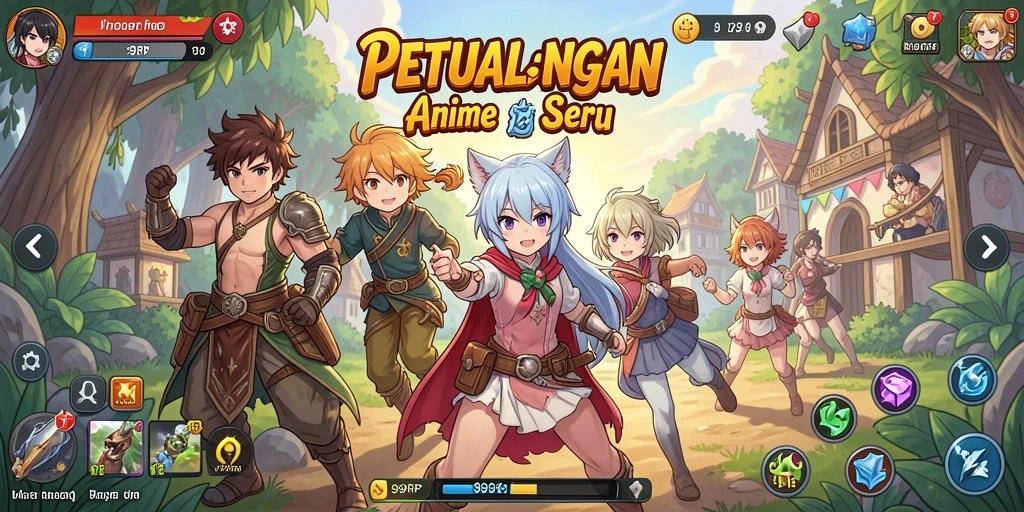 Screenshot gameplay menampilkan pertarungan karakter Anime yang intens.