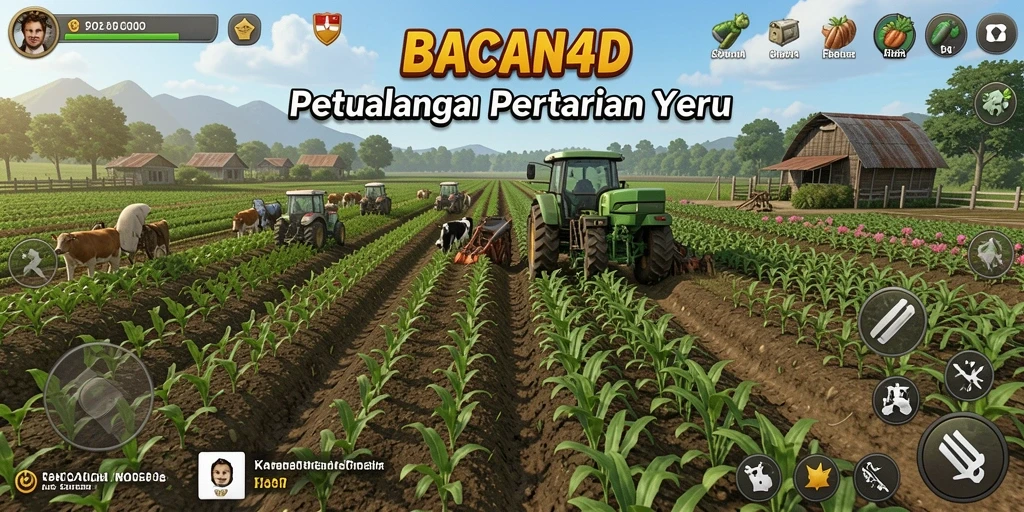 Tangkapan layar gameplay BACAN4D yang menggambarkan serunya bertani.
