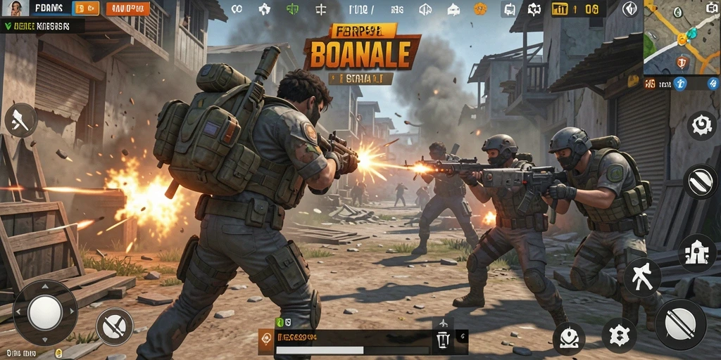 Tampilan menarik dari gameplay Battle Royale yang mendebarkan.