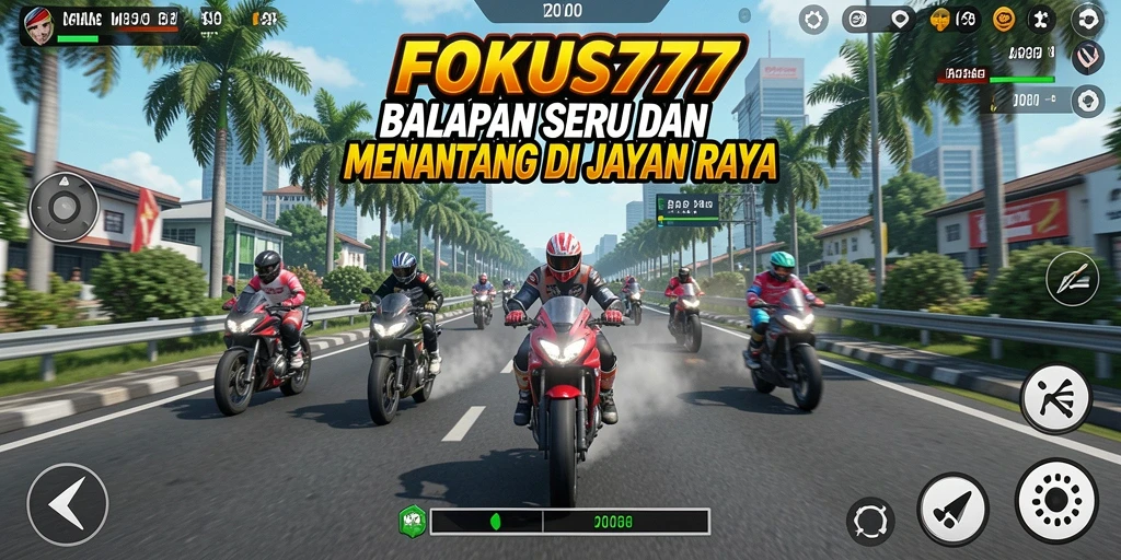 Tampilan gameplay seru balapan FOKUS777 dengan grafis menarik.