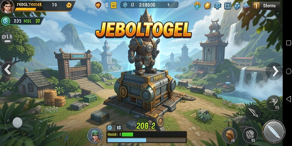 Tampilan menegangkan dari gameplay JEBOLTOGEL Tower Defense.