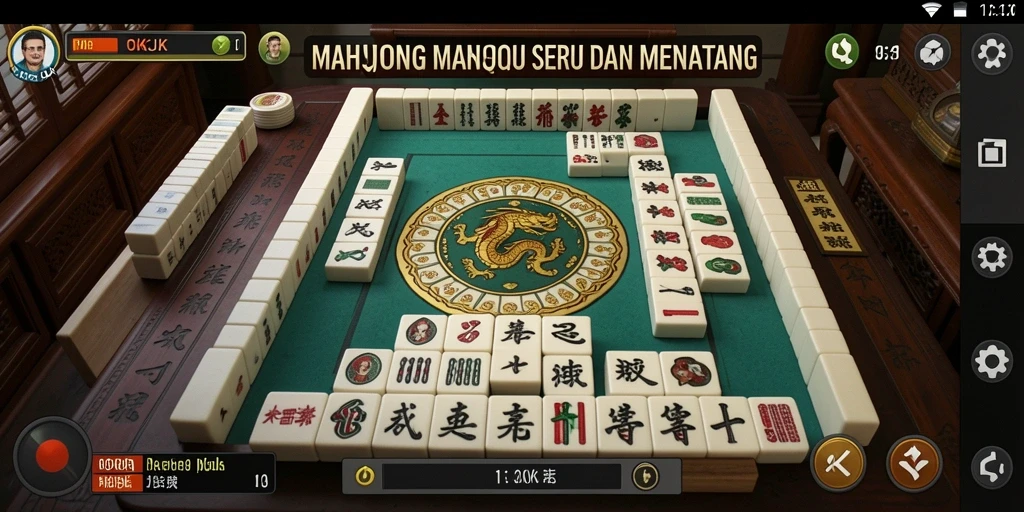 Tampilan screenshot utama OKJK menampilkan gameplay Mahjong yang menarik dan seru.