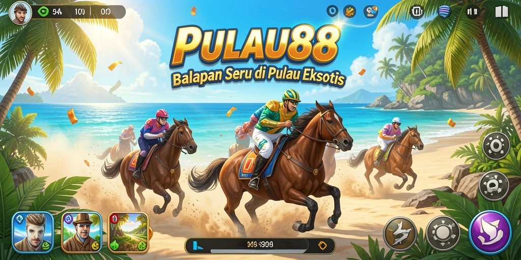 Screenshot gameplay PULAU88 menampilkan aksi balapan yang seru.