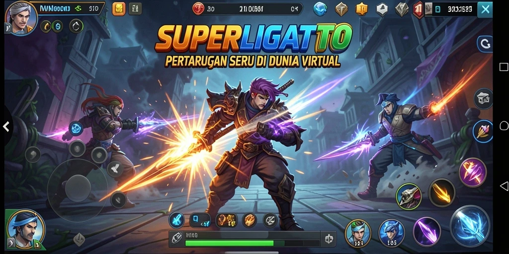 Tampilan gameplay menegangkan saat pertarungan berlangsung di arena.