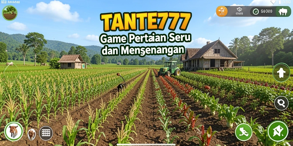 Tampilan gameplay seru dalam TANTE777 saat bertani.