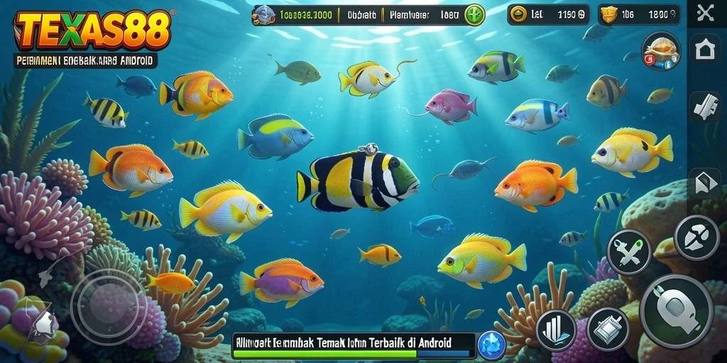 Gameplay seru TEXAS88 dengan ikan-ikan yang menari di bawah laut.